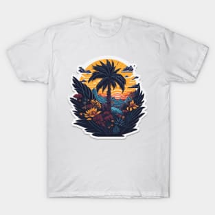 Coastal Dreams: Isometric Palm Tree Graphic T-Shirt